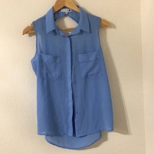 Cotton On Blue See-Through Button Down Top